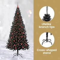 VidaXL Kerstboom met 300 led met standaard zwart 210 cm pvc - thumbnail