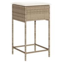 Tuinbarkrukken 2 st met kussens poly rattan beige - thumbnail