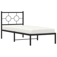 Bedframe met hoofdbord metaal zwart 80x200 cm - thumbnail
