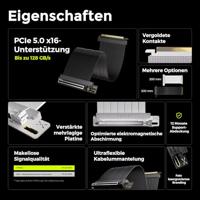 TRYX PCIe Riser-kabel PCIe 5.0 PCIe x16 bus, PCIe x16 stekker 2 cm Wit A-S200C-PCI5-G0W - thumbnail