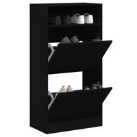 VidaXL Schoenenkast 60x34x116 cm bewerkt hout zwart - thumbnail