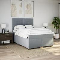 Boxspring met matras stof lichtgrijs 140x200 cm - thumbnail