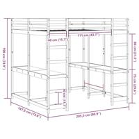 Hoogslaper met bureau en ladder grenenhout wasbruin 180x200 cm - thumbnail