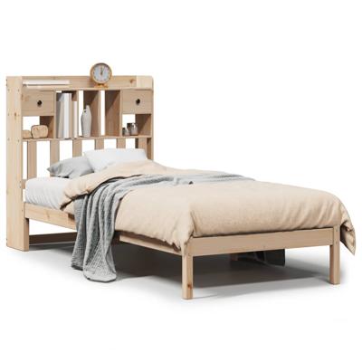 Bed met boekenkast zonder matras massief grenenhout 90x200 cm