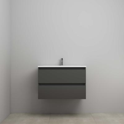 On-Line Onderkast - 60 cm - Voorgemonteerd - Acryl Wastafel - 1 Kraangat - Mat Antraciet