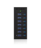 ICY BOX IB-AC618, 7 Port USB 3.2 Gen 1 Hub mit 1x Tablettladeport, mit 12V 3A Netzteil 70418 USB-hub 7 poorten USB-A USB 3.0 5 GBit/s Met aluminium behuizing - thumbnail