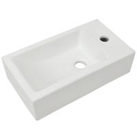 VidaXL Wastafel met kraangat rechthoekig wit 46x25,5x12 cm keramiek - thumbnail