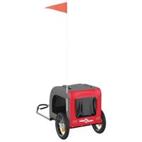 Hondenfietstrailer oxford stof en ijzer rood en grijs - thumbnail