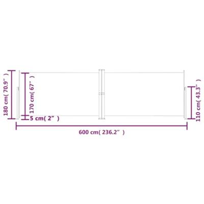 VidaXL Windscherm uittrekbaar 180x600 cm antracietkleurig