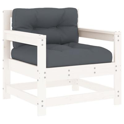 7-delige Loungeset met kussens massief hout wit