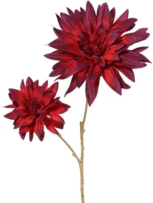 Everlands kunsttak dahlia 75cm donkerrood