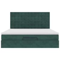 Ottoman bed met matrassen 160x200cm fluweel donkergroen - thumbnail