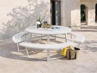 Ronde picknicktafel PERUGIA 8 personen aluminium wit - thumbnail