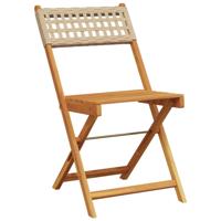 Tuinstoelen 4 st inklapbaar poly rattan en massief hout beige - thumbnail
