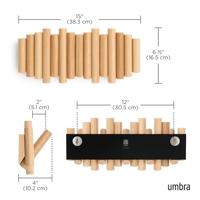 Umbra Picket handdoekhaak 38x17x4cm Dennenhout Naturel 1011471-390 - thumbnail