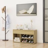 VidaXL Schoenenbank 80x30x45 cm bewerkt hout sonoma eikenkleurig - thumbnail