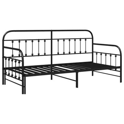 Bedframe voor een daybed met hoofdeinde Zwart 90 x 190 cm Staal