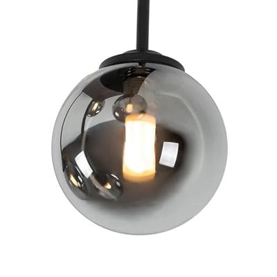 QAZQA Moderne plafondlamp zwart 5-lichts met smoke glas - Athens