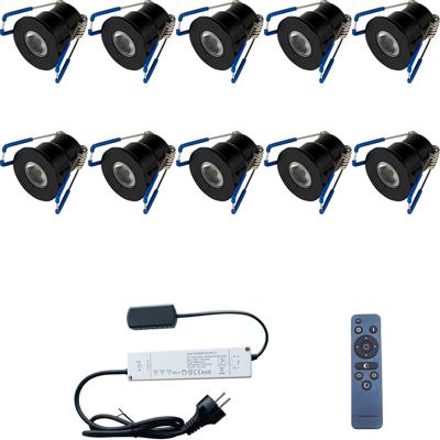 Velvalux Dimbare LED Veranda Inbouwspot Set 10x - 3W IP65 - Mat Zwart