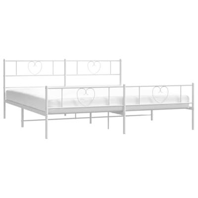 Bedframe met hoofd- en voeteneinde metaal wit 193x203 cm Bedframe met hoofd- en voeteneinde metaal wit 193x203 cm