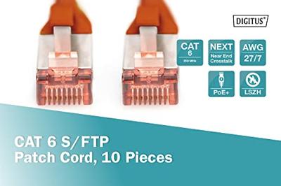 Digitus DK-1644-020-R-10 RJ45 Netwerkkabel, patchkabel CAT 6 S/FTP 2.00 m Rood Folie afscherming, Afscherming totaal, Afgeschermd, Halogeenvrij, Simplex,