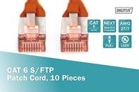 Digitus DK-1644-020-R-10 RJ45 Netwerkkabel, patchkabel CAT 6 S/FTP 2.00 m Rood Folie afscherming, Afscherming totaal, Afgeschermd, Halogeenvrij, Simplex, - thumbnail