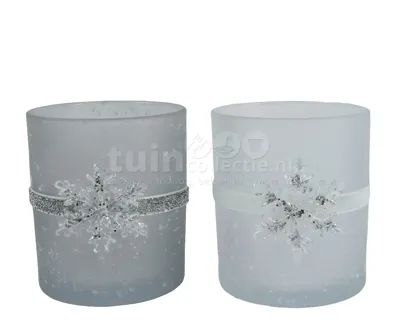 Waxinelichthouder Snowflake 10cm Assorti 1st
