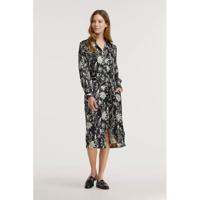 Scotch & Soda gebloemde satijnen blousejurk zwart/ gebroken wit - thumbnail