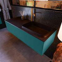 Badkamermeubelset Mondiaz Erin 120 cm met 1 Lade met RIDGE Wastafel Rechts Urban met 1 kraangat Greeploos Mat Smag - thumbnail