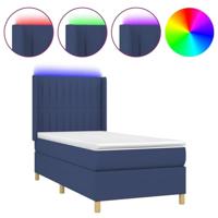 Boxspring met matras en LED stof blauw 100x200 cm - thumbnail