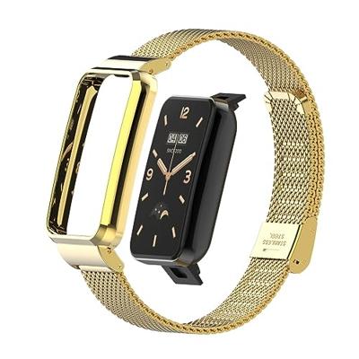Milanese bandje met case - Goud - Xiaomi Smart band 7 Pro Milanese bandje met case - Goud - Xiaomi Smart band 7 Pro
