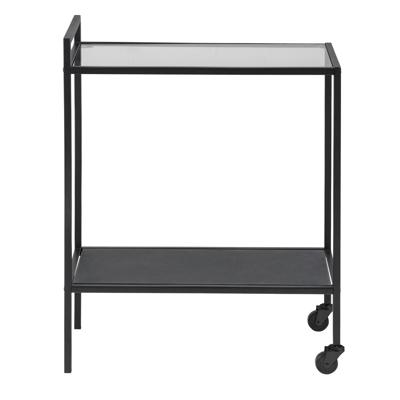 Serveertrolley San Diego zwart met glasplaat