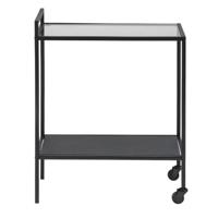 Serveertrolley San Diego zwart met glasplaat - thumbnail