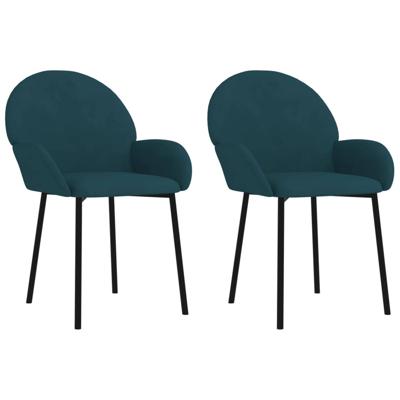 Eetkamerstoelen 2 st fluweel blauw