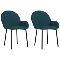 Eetkamerstoelen 2 st fluweel blauw - thumbnail
