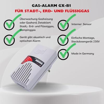 Schabus GX-B1pro integr. Sensor SE Gasmelder Met interne sensor werkt op het lichtnet, werkt via stopcontact Detectie van Methaan, Propaan, Ethanol