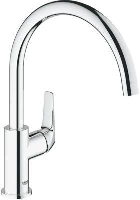 GROHE BauFlow Keukenkraan - hoog - draaibare uitloop - chroom 31538001