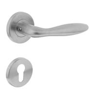 Deurkruk Jupiter op rond rozet met profielcilindergat plaatjes RVS - thumbnail