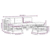 6-delige Loungeset met kussens massief hout wit - thumbnail