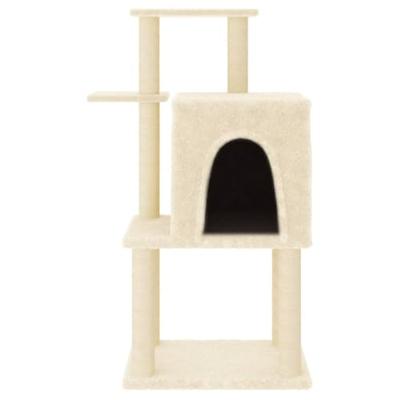 Kattenmeubel met sisal krabpalen 97 cm crmekleurig