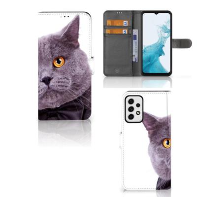 Samsung Galaxy A23 | Telefoonhoesje | Met pasjeshouder | Kat