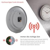 Mebus 19448 Wandklok Zendergestuurd 30 cm x 4 cm Zilver - thumbnail