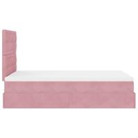 Ottoman bed met matrassen 120x200cm fluweel roze - thumbnail