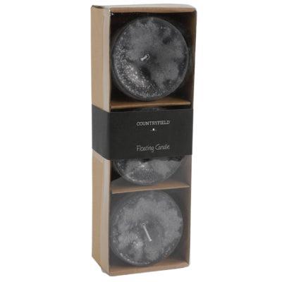 Countryfield drijfkaars bollie grijs 7 cm set van 3 | 12 stuks