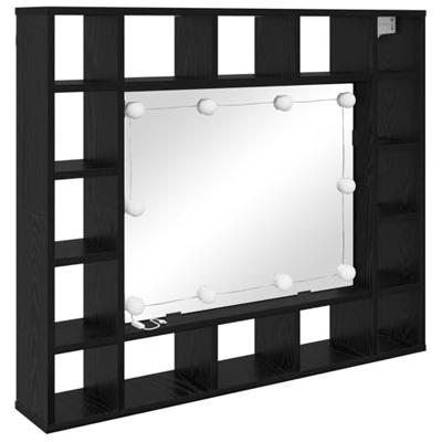 Spiegelkast Zwart Eiken 91 x 15 x 76,5 cm Bewerkt hout