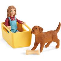 Schleich Farm World Puppy in Bolderwagen - thumbnail