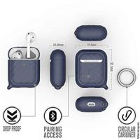 Catalyst Ring Clip Case voor AirPods 1 en 2 - Siliconen AirPods-case met textuurpatroon, hoogglanzende oppervlakteafwerking met extra grip, compatibel met draadloos opladen - Marineblauw - thumbnail