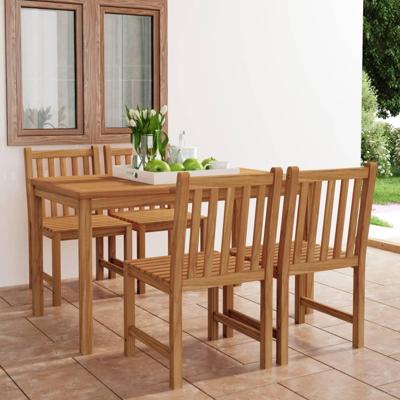 5-delige tuinset 140x80 cm massief teakhout