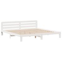 Bedframe zonder matras massief grenenhout wit 200x200 cm - thumbnail