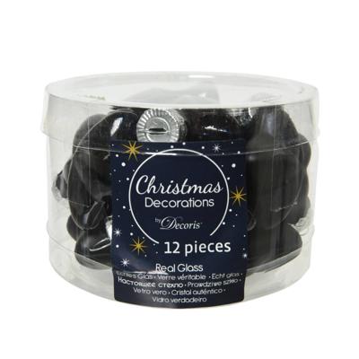 Ster glas l2b4.5h4 cm zwart 12st kerst Decoris - Decoris